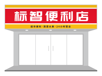 红色便利店门头设计