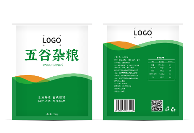 绿色五谷杂粮包装袋设计