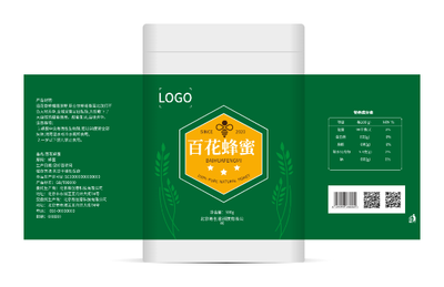 绿色蜂蜜农产品包装贴纸瓶贴设计