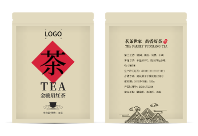 棕色中国风农产品包装袋设计