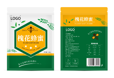 绿色清新蜂蜜包装袋设计