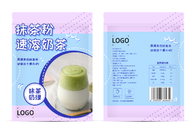 粉色简约奶茶粉包装设计