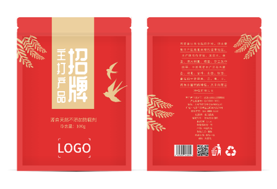 红色传统中国风包装袋设计