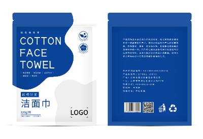 蓝色简约创意包装袋设计